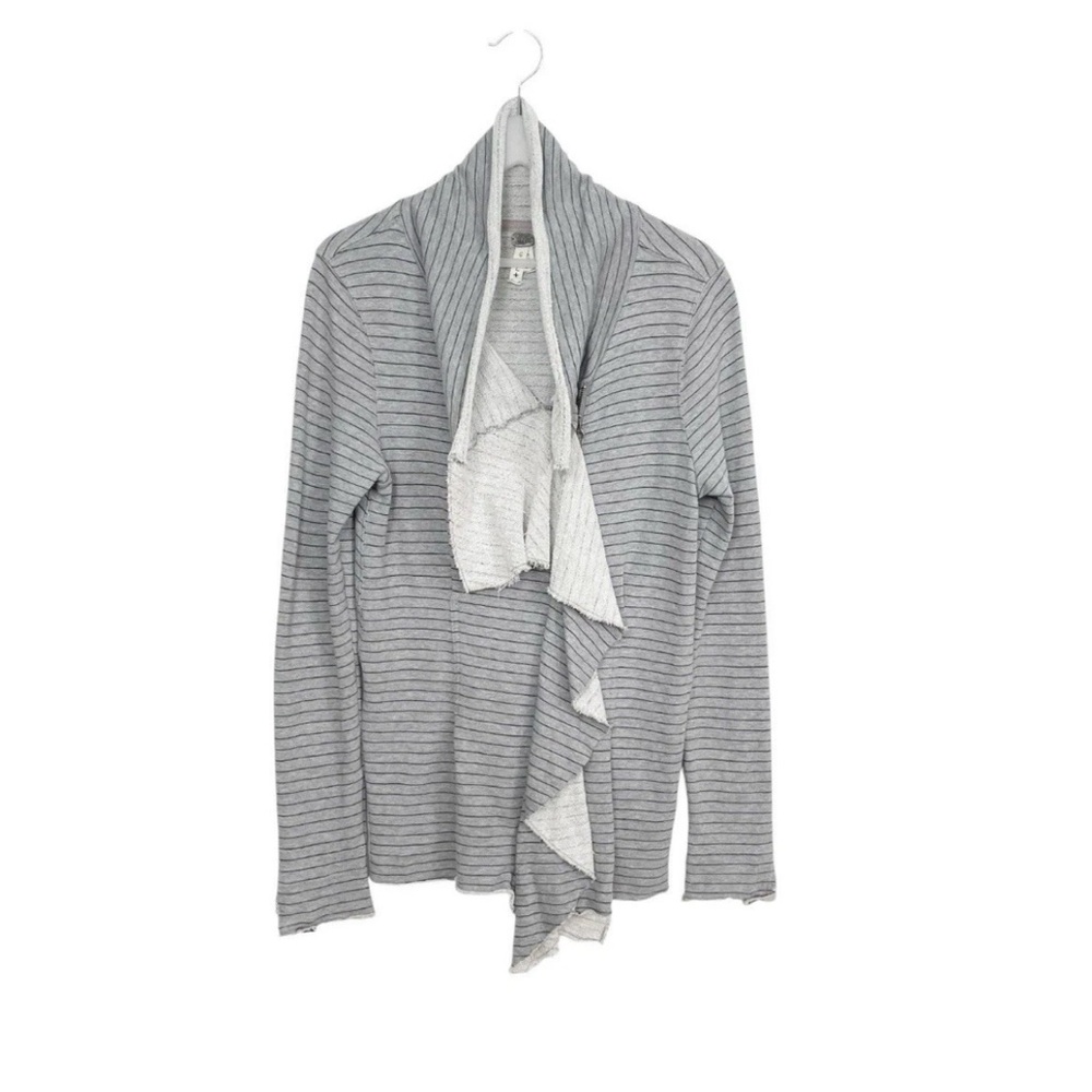 We The Free Ebb & Flow Cardigan Size Large Gray Pinstripe Zip Cotton